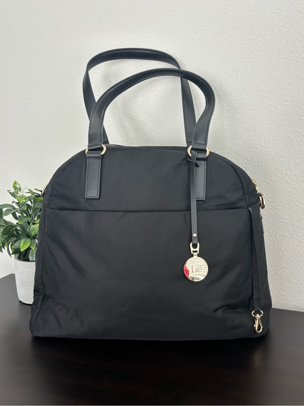 Lo & Sons O.M.G Bag Black/Gold/Lavender NWT